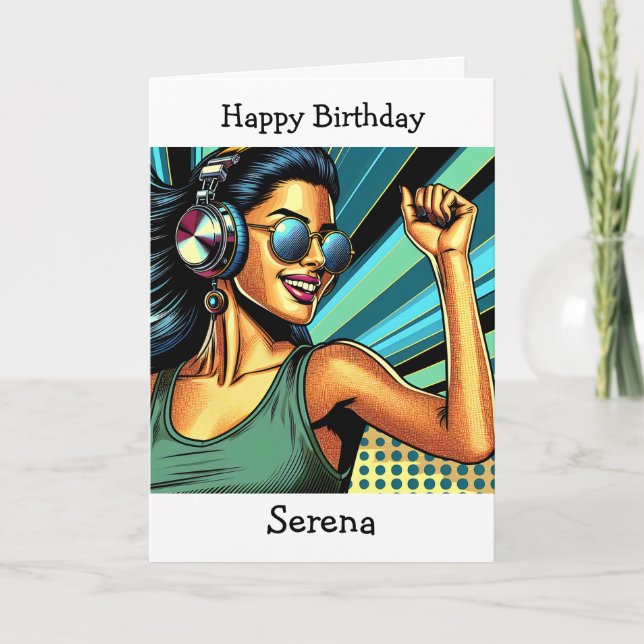 Carte Joyeux anniversaire personnalisé | Pop Art Music L (Devant)