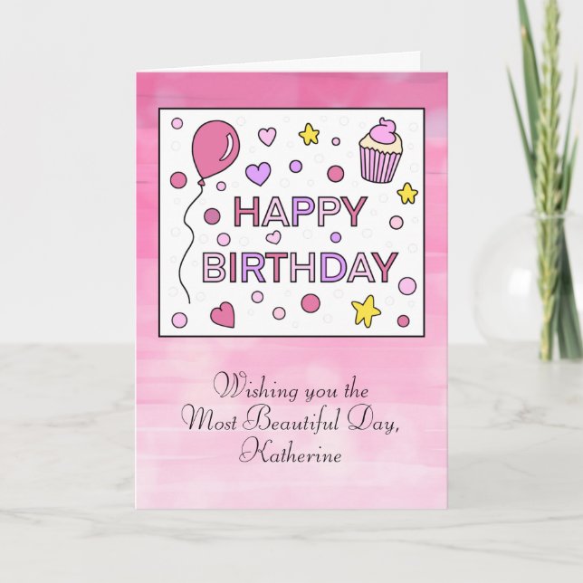 Carte Joyeux anniversaire personnalisé pour elle (Devant)