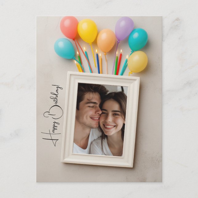 Carte "Joyeux Anniversaire" personnalisée Beige Po (Devant)