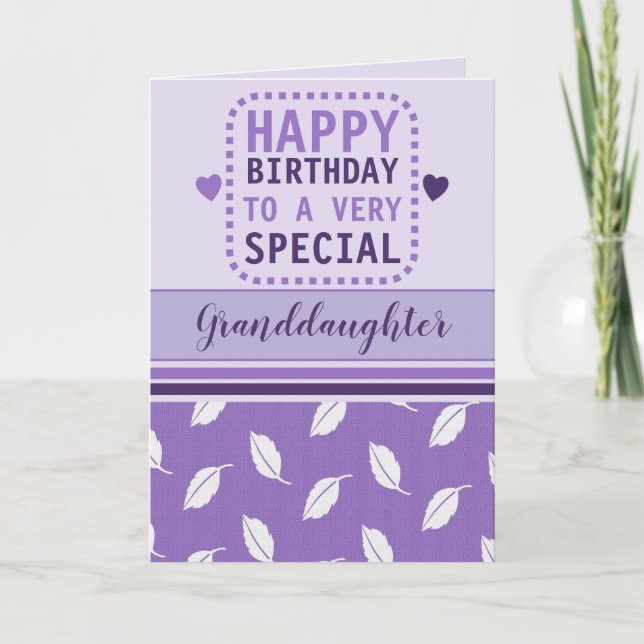 Carte Joyeux anniversaire petit-fille feuille motif pour (Devant)