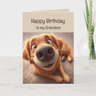 Carte Joyeux Anniversaire Petit-Fils Drôle Fou Chien