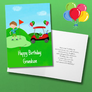 Carte Joyeux Anniversaire Petit-Fils Garçon Golfeur Sur