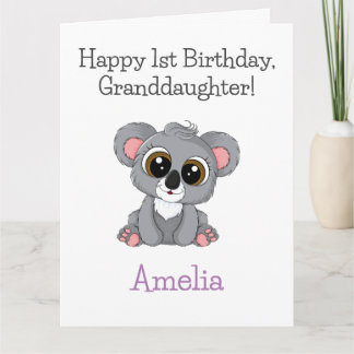 Carte Joyeux anniversaire, petite-fille Cute Koala