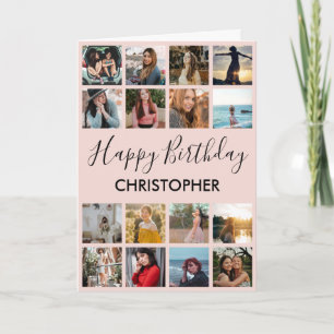 Carte Joyeux Anniversaire Photo Collage 16 Photos Rose N