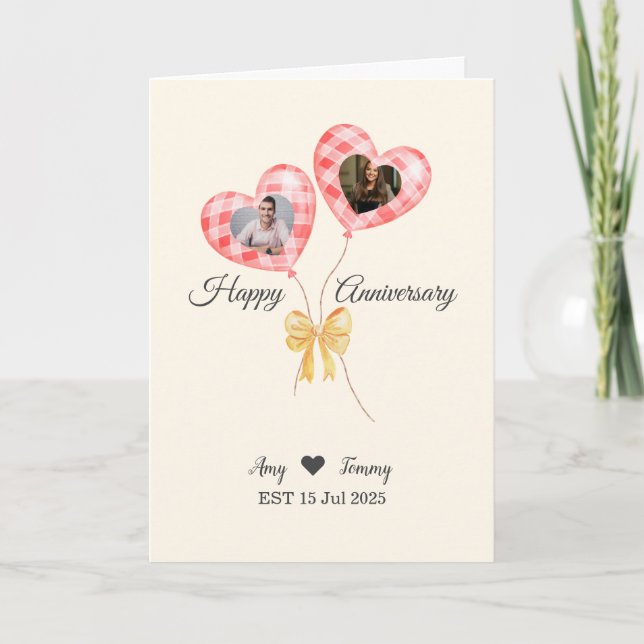 Carte Joyeux anniversaire - Photo en forme de coeur (Devant)