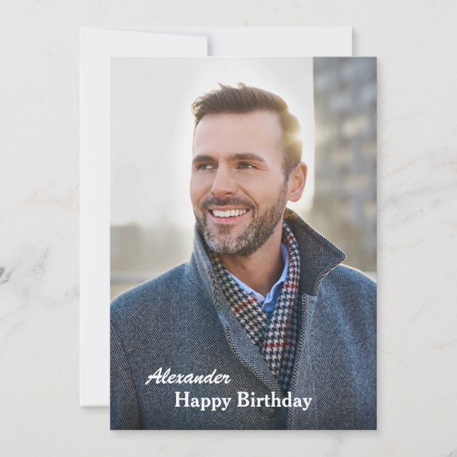 Carte Joyeux Anniversaire Photo Moderne Personnaliser Ca (Devant)