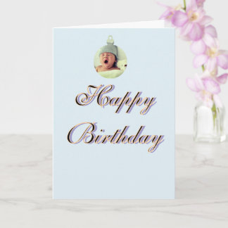 Carte joyeux anniversaire photo nom enfants bleu