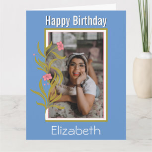 Carte Joyeux Anniversaire Photo personnalisée Bordure bl