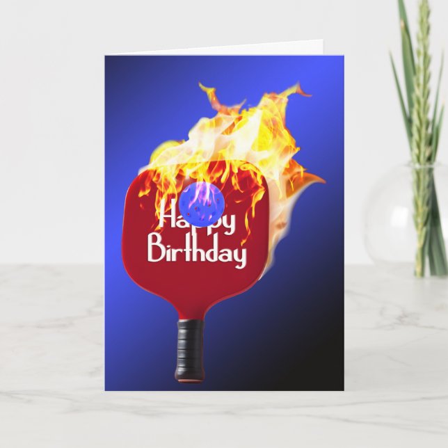 Carte Joyeux Anniversaire Pickleball Paddle En Feu (Devant)