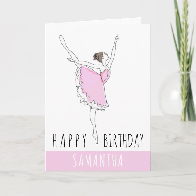 Carte Joyeux anniversaire Pink Ballerina Votre nom (Devant)