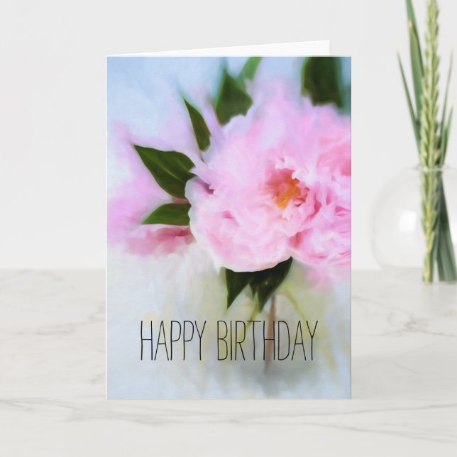 Carte Joyeux anniversaire Pink Peony Bouquet Illustratio (Devant)