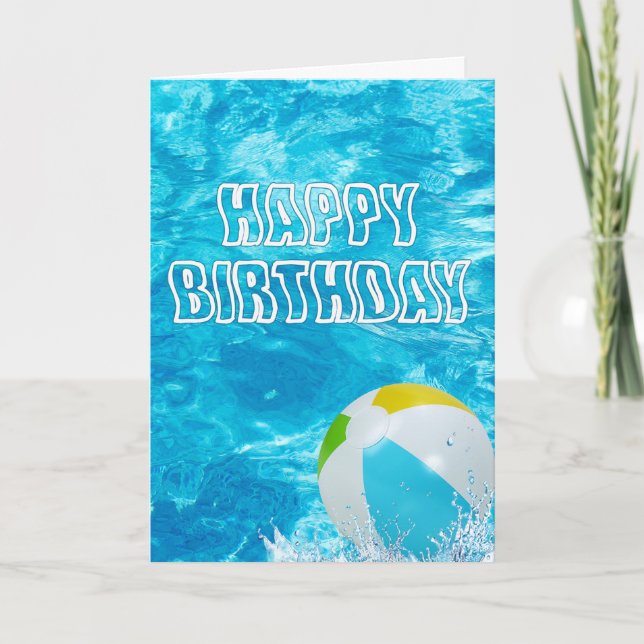 Carte Joyeux Anniversaire Piscine Eau (Devant)