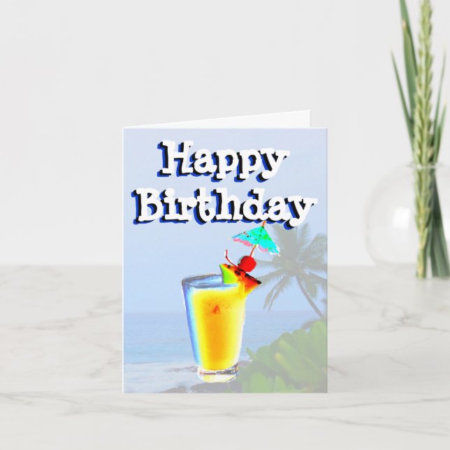 Carte Joyeux Anniversaire Plage Fun (Devant)
