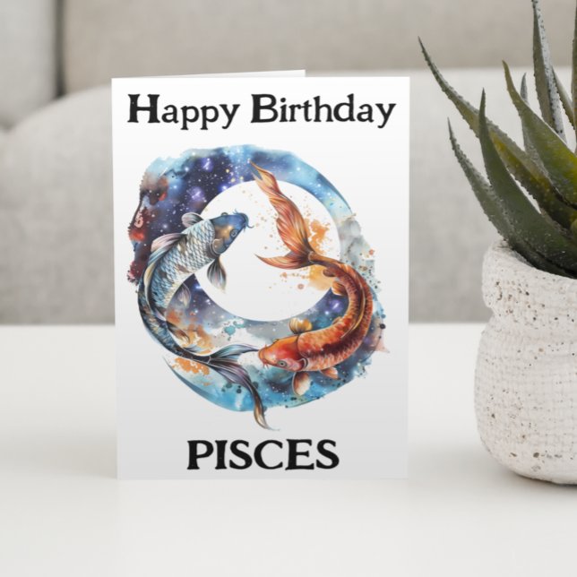 Carte Joyeux Anniversaire Poissons Zodiac (Créateur téléchargé)