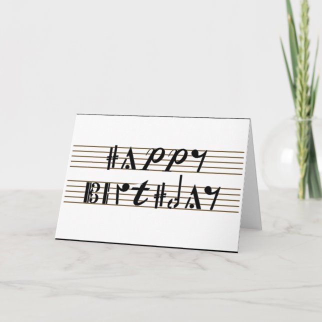 Carte Joyeux Anniversaire Police de la notation musicale (Devant)