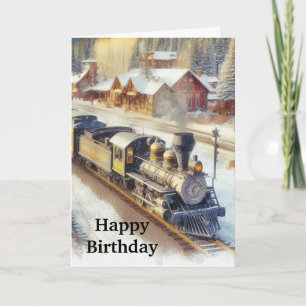 Carte Joyeux anniversaire pour hommes train Vintage en h