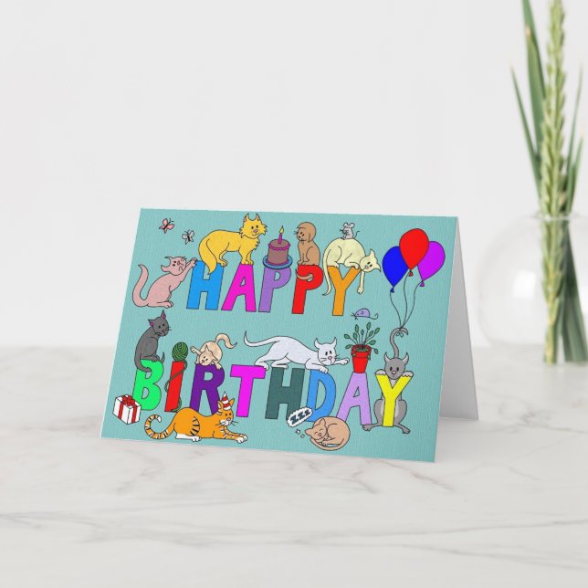 Carte Joyeux anniversaire pour l'Amoureux des chats (Devant)