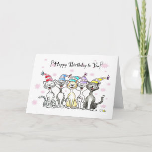 Carte Joyeux anniversaire pour vous (chats chantants)