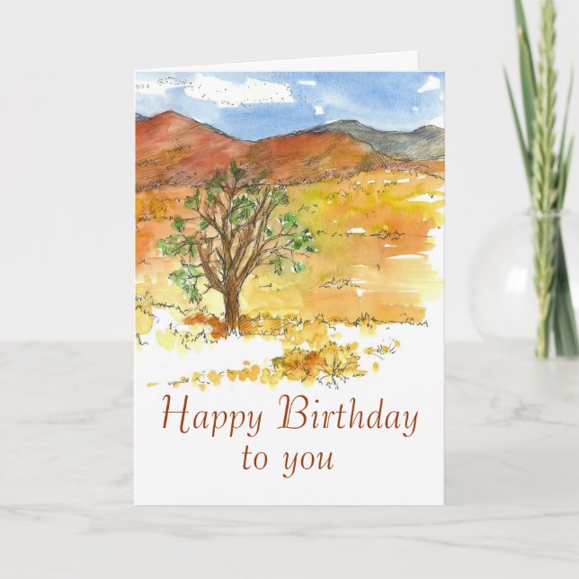 Carte Joyeux Anniversaire Pour Vous Désert Paysage Autom (Devant)