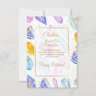 Carte Joyeux Anniversaire précieux cristaux de Gem
