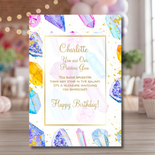 Carte Joyeux Anniversaire précieux Gem Cristaux 