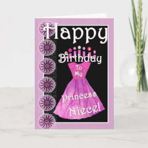 Carte Joyeux Anniversaire Princesse Niece Robe Rose & Bo