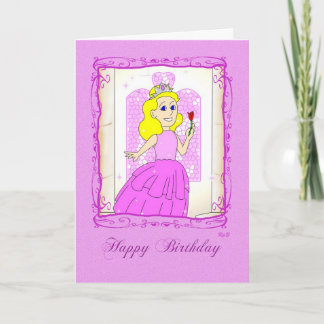 Carte Joyeux anniversaire : Princesse rose