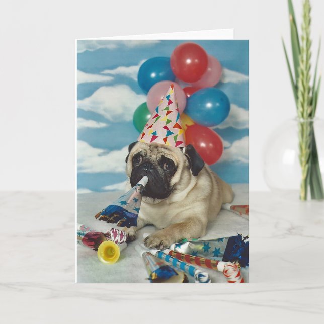 Carte Joyeux Anniversaire Pug (Devant)