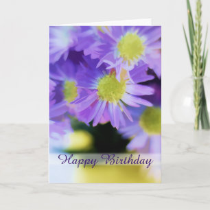 Carte Joyeux Anniversaire Purple Aster Bouquet Illustrat