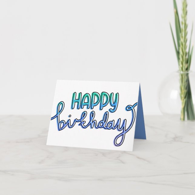Carte Joyeux Anniversaire Quirky Pour Garçons Bleu Vert (Devant)