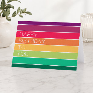 Carte Joyeux Anniversaire   Rayure Moderne Arc-en-ciel L
