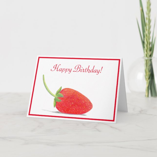 Carte Joyeux anniversaire Red Strawberry Illustration (Devant)