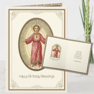 Carte Joyeux anniversaire religieux Sacré-Cœur de Jésus