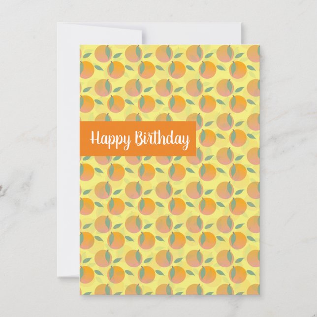 Carte Joyeux Anniversaire Retro Citrus Oranges Fruité (Devant)