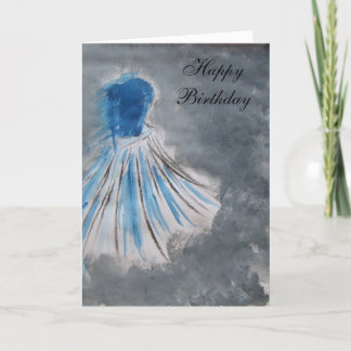 Carte Joyeux anniversaire (robe bleue)