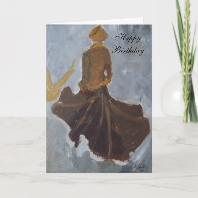 Carte Joyeux anniversaire (robe brune) (Devant)