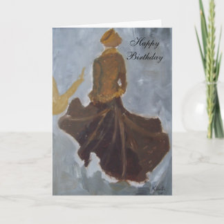 Carte Joyeux anniversaire (robe brune)