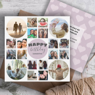 Carte Joyeux Anniversaire Rose  20 Collage de Photos    