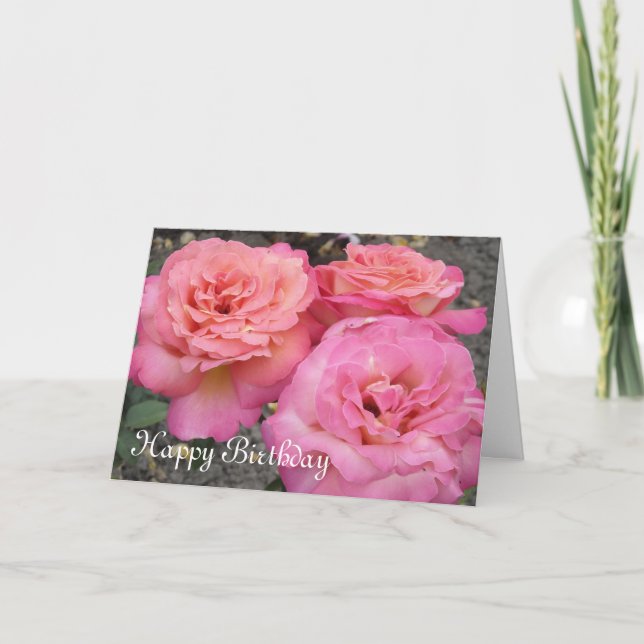 Carte Joyeux anniversaire Rose délice (Devant)