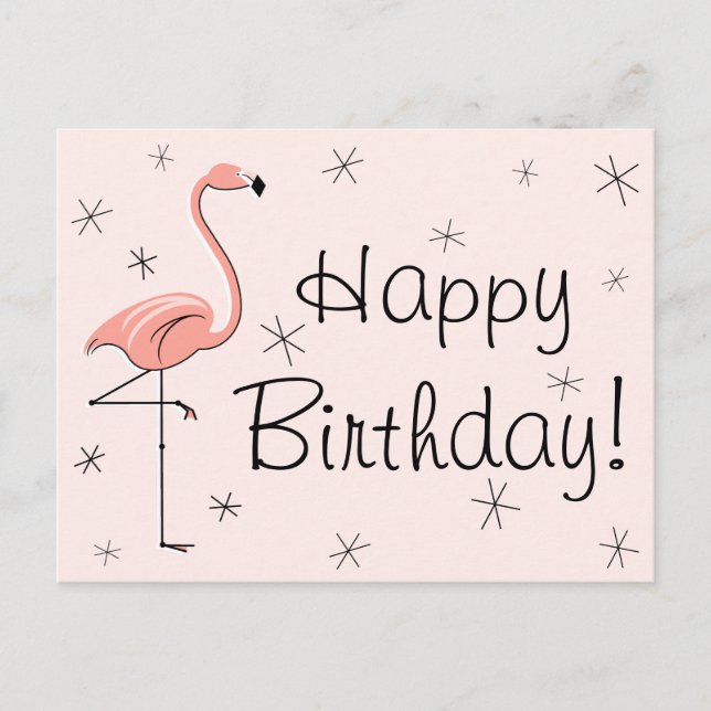 Carte "Joyeux Anniversaire !" rose flamant (Devant)