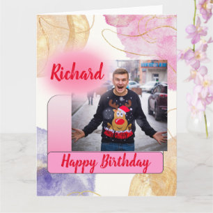 Carte Joyeux Anniversaire rose Gradient Moderne Ajouter 