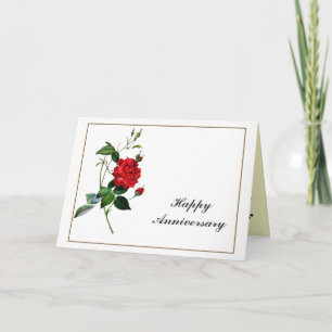 Carte Joyeux Anniversaire  Rose Rouge, Pierre Joseph Red