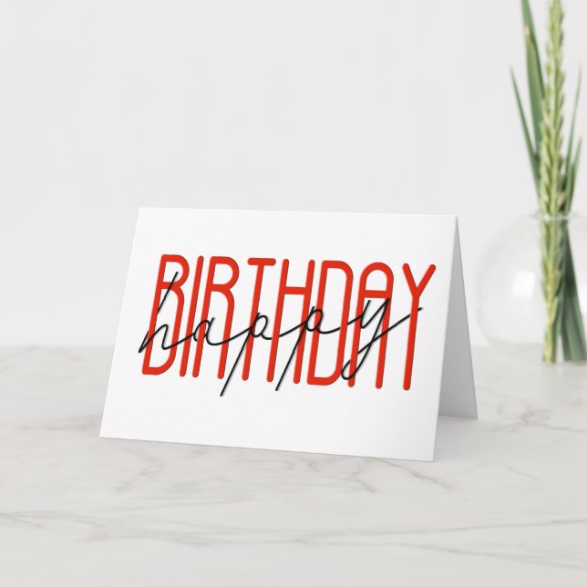 Carte Joyeux anniversaire rouge et noir (Devant)