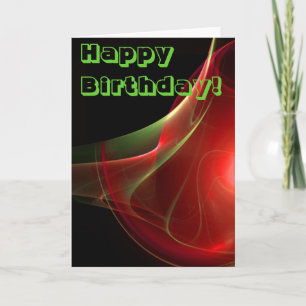 Carte Joyeux anniversaire Rouge Vert Abstrait Blanc Modè