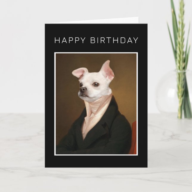 Carte Joyeux anniversaire | Royal Chihuahua Portrait (Devant)