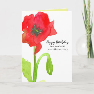 Carte Joyeux anniversaire Secrétaire exécutif Poppy Flow