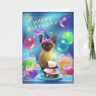 Carte Joyeux anniversaire Siamese Kitten