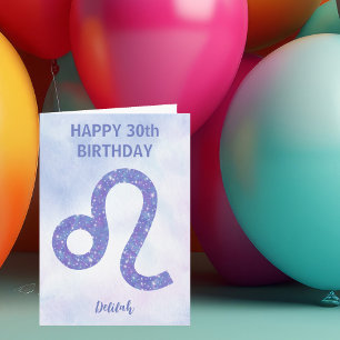 Carte Joyeux Anniversaire Signe Astrologique Lion Violet