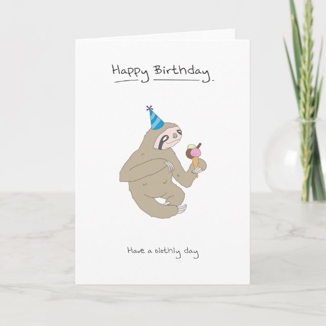 Carte Joyeux anniversaire - Sloth (Devant)