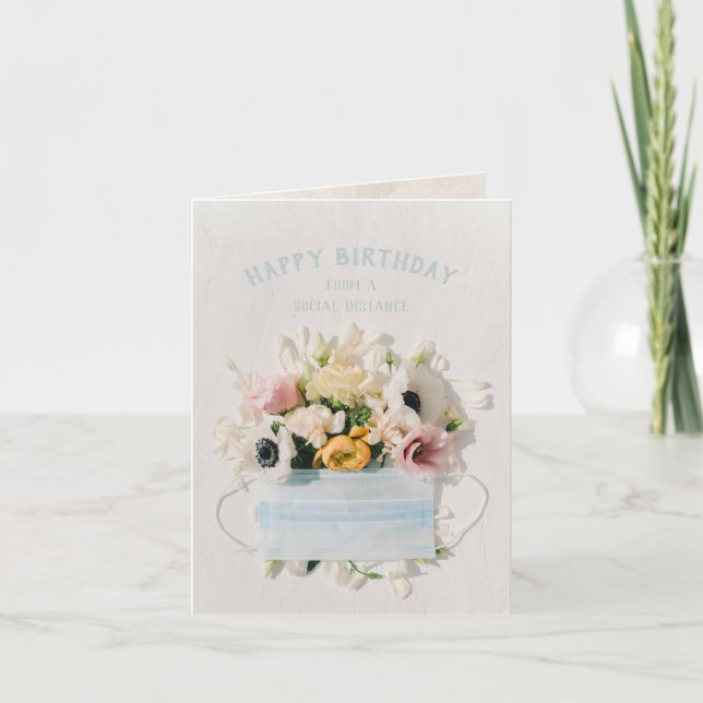 Carte Joyeux anniversaire Social Distanc Médicale Mask B (Devant)